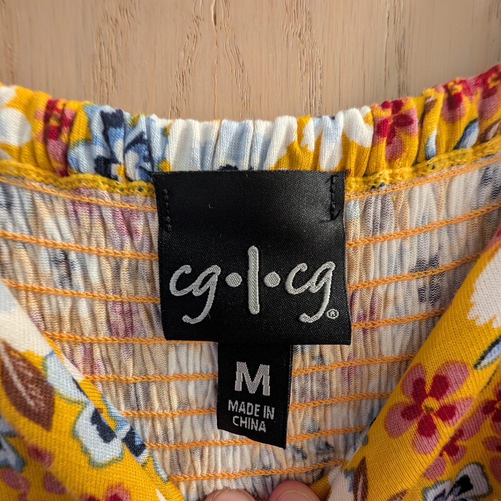 Cg L Cg Medium Yellow Floral Maxi Dress with White, Red, & Blue Blooms - Picture 3 of 7